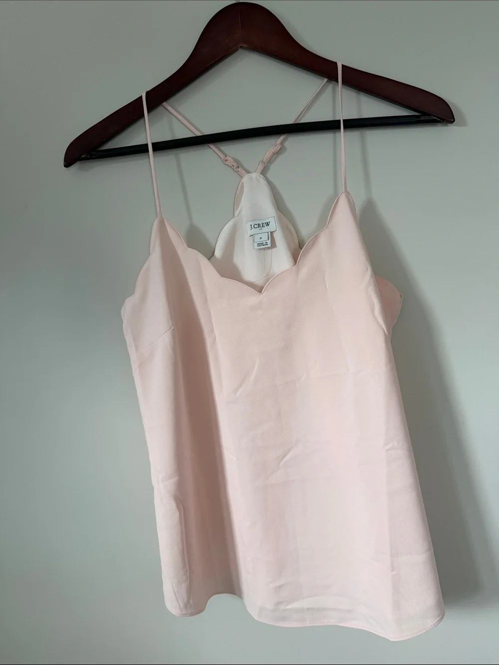 J. Crew Pale Pink Scallop-Edge Spaghetti Strap Camisole